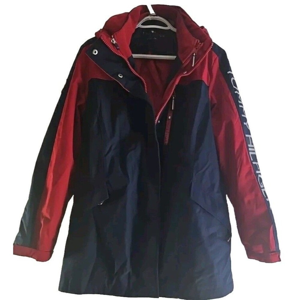 Tommy Hilfiger Women's Size L 3-In-1 Jacket System Red with navy accents